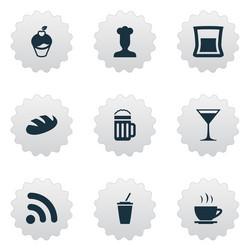 Set of simple beverage icons vector