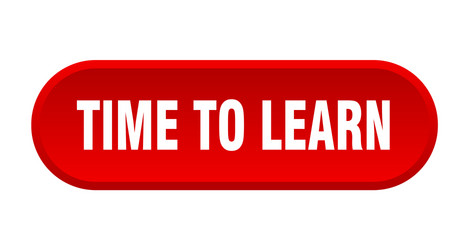 time to learn button rounded red vector image