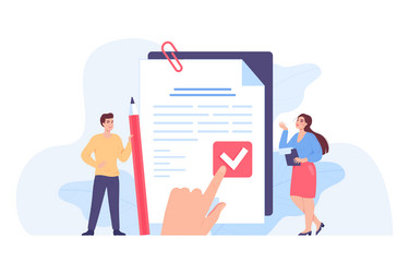 tiny people signing legal principles document vector image