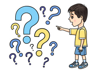 A little boy asks lot of questions he is very vector