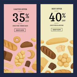 Cartoon bakery elements web banner vector