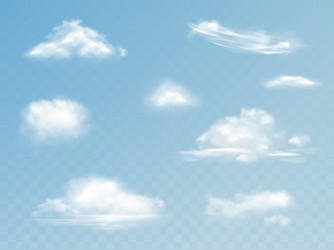 Realistic fluffy clouds isolated on transparent Vector Image