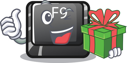 with gift button f9 in character shape vector image