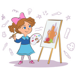 Child painting cartoon vector