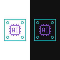 line computer processor with microcircuits cpu vector image