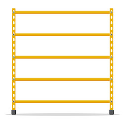 Metal yellow rack empty metallic storage shelves vector