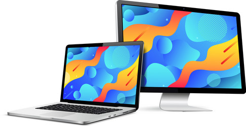 Responsive web design computer display with laptop vector