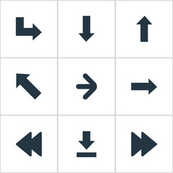 set of 9 simple cursor icons can be found vector image