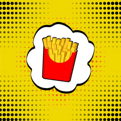 French fries in red paper box pop art fast food vector