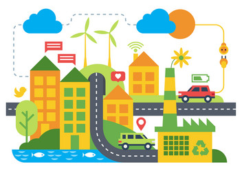 Smart city cartoon concept flat vector