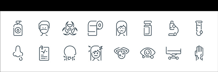 Virus transmission line icons linear set quality vector