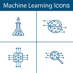 set four machine learning outline icons vector image