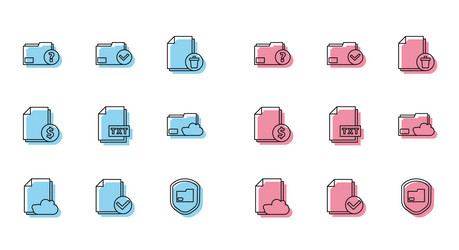 set line cloud storage text document vector image