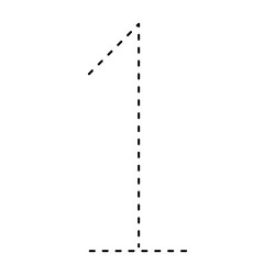 tracing number 1 prewriting dotted line math vector image