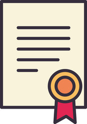 document with seal stamp line and fill style icon vector image