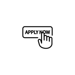 apply now button with hand cursor on isolated vector image