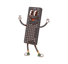 cartoon groovy computer keyboard retro character vector image