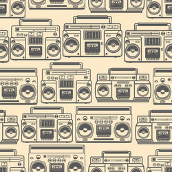 seamless pattern with boomboxes design element vector image