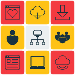 set of 9 world wide web icons includes team vector image