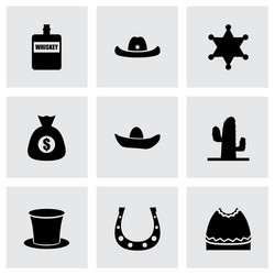 wild west icon set vector