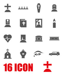 Funeral Icon Set - Grey Tone Vector Image