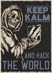 Hacker Skeleton with Notebook vector image
