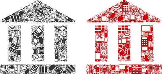library building composition icons for bigdata vector image