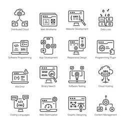 modern pack of 16 programming linear icons vector image
