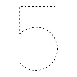 tracing number 5 prewriting dotted line math vector image