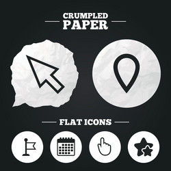 mouse cursor icon hand or flag pointer symbols vector image