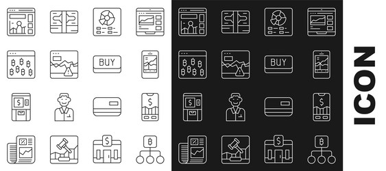 set line blockchain technology bitcoin mobile vector image
