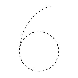 tracing number 6 prewriting dotted line math vector image