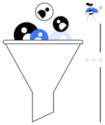 funnel filtering process with diverse user icons vector image