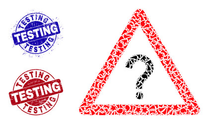question warning mosaic of shards with testing vector image