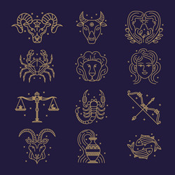 twelve astrology signs icons Vector Image
