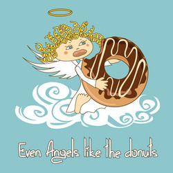 angel eating big donut Vector Image