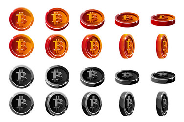 animation rotation red and black 3d bitcoin vector image