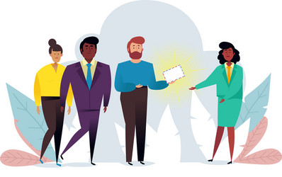 concept an e-mail message with characters new vector image
