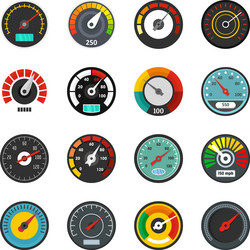 Speedometer level indicator icons set flat style vector