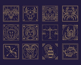 astrology signs twelve icons Vector Image