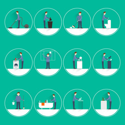 Cleaning people flat vector