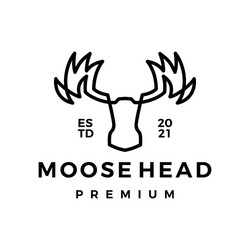 Elegant Moose Head Line Art Logo Vector Image