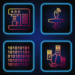 set line computer network binary code coffee vector