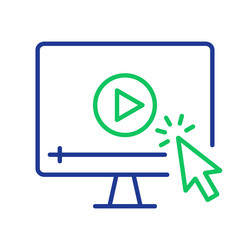 Video tutorials line icon player with mouse vector