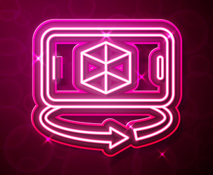 glowing neon line 3d modeling icon isolated on red vector image