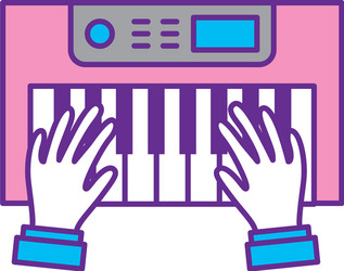 Hands user with synth console vector