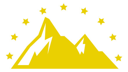 Mountain logo with stars on top high peaks badge vector