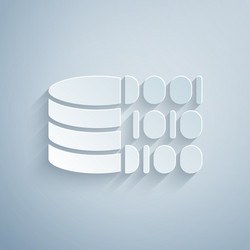 paper cut binary code icon isolated on grey vector image