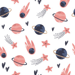 seamless pattern with cosmic objects planets vector image