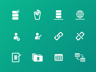 database icons on green background vector image